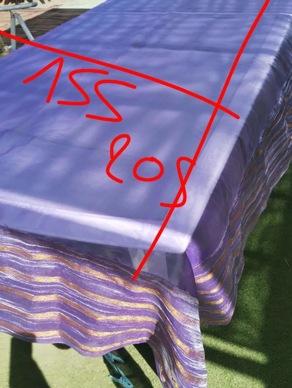Purple voile transparent tablecloth with tassels at the corner 205*155cm – photo 4